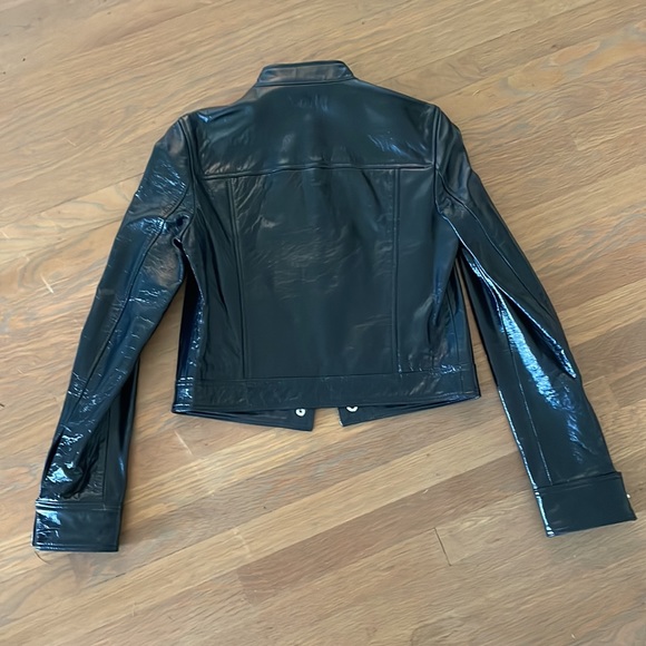 THEORY Mod Bomber Black Patent Leather Jacket - New With Tags - Picture 4 of 6